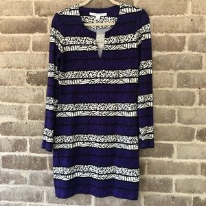 DVF dress. NWOT Purple black white